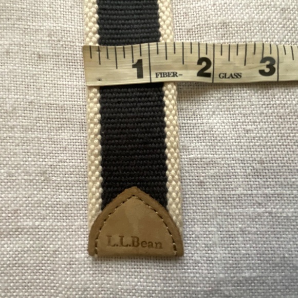 •NEW L.L.Bean Cotton Canvas Leather Unisex Adjustable Belt Size M NWOT - Picture 7 of 10